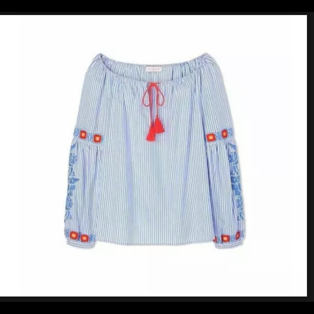 Tory Burch Madison Peasant Top Blouse Sz 10